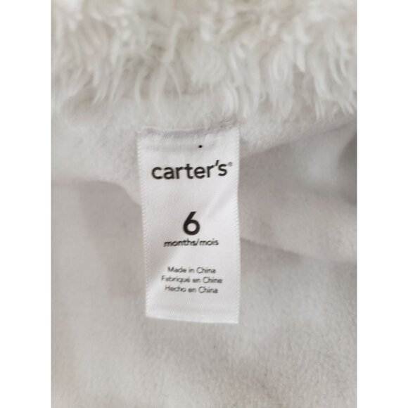 Carter's white and gray leopard, fold over mittens, hooded snowsuit, size 6M - Picture 5 of 12